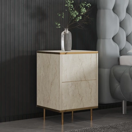 Éjjeliszekrény Imaj - Travertine, Gold
