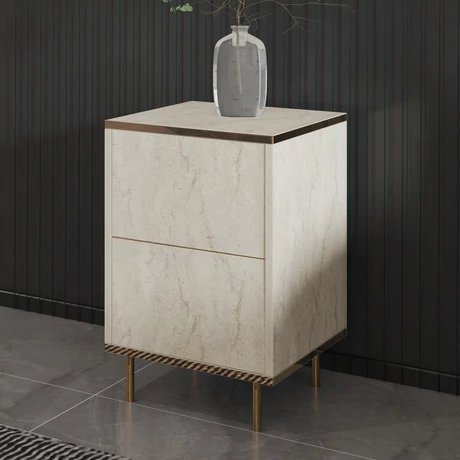 Éjjeliszekrény Imaj - Travertine, Gold