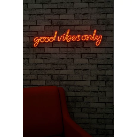 Műanyag LED-es fali dekoráció, Good Vibes Only - Red