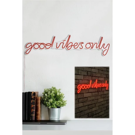 Műanyag LED-es fali dekoráció, Good Vibes Only - Red