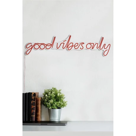 Műanyag LED-es fali dekoráció, Good Vibes Only - Red