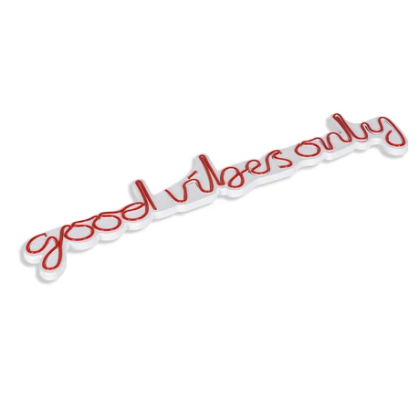 Műanyag LED-es fali dekoráció, Good Vibes Only - Red