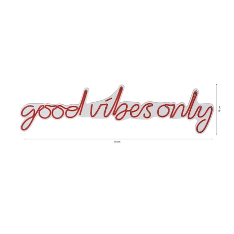 Műanyag LED-es fali dekoráció, Good Vibes Only - Red