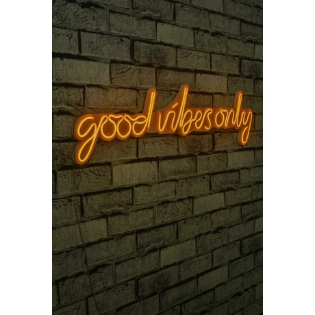 Műanyag LED-es fali dekoráció, Good Vibes Only - Sárga