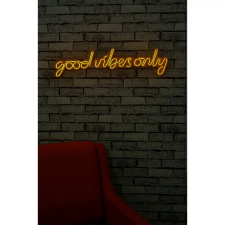 Műanyag LED-es fali dekoráció, Good Vibes Only - Sárga