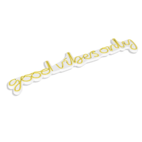 Műanyag LED-es fali dekoráció, Good Vibes Only - Sárga