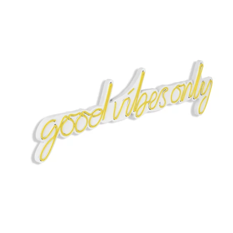 Műanyag LED-es fali dekoráció, Good Vibes Only - Sárga