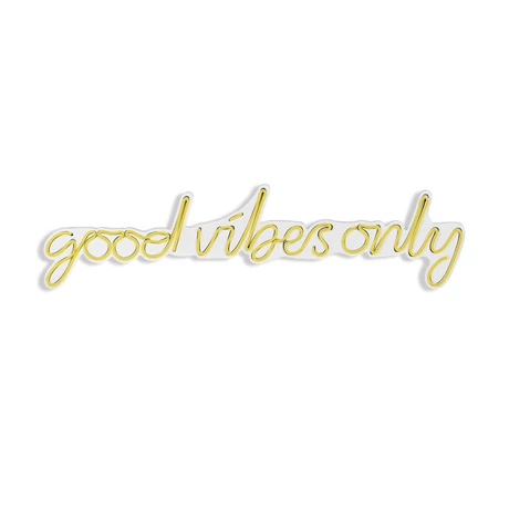 Műanyag LED-es fali dekoráció, Good Vibes Only - Sárga