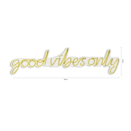 Műanyag LED-es fali dekoráció, Good Vibes Only - Sárga