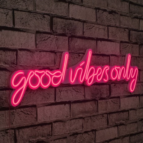Műanyag LED-es fali dekoráció, Good Vibes Only - Pink