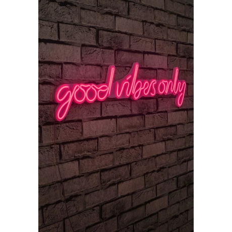 Műanyag LED-es fali dekoráció, Good Vibes Only - Pink