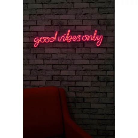 Műanyag LED-es fali dekoráció, Good Vibes Only - Pink
