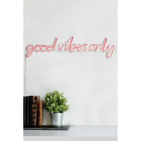 Műanyag LED-es fali dekoráció, Good Vibes Only - Pink