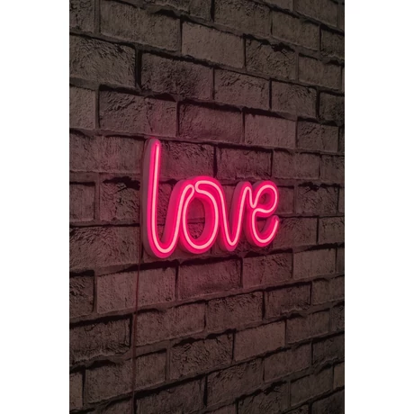 Műanyag LED-es fali dekoráció, Love - Pink