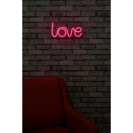 Műanyag LED-es fali dekoráció, Love - Pink