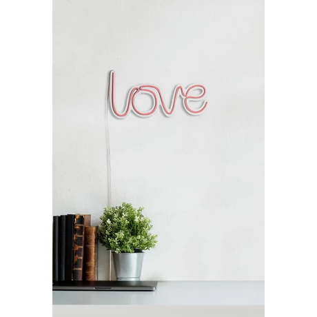Műanyag LED-es fali dekoráció, Love - Pink