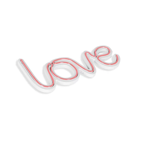 Műanyag LED-es fali dekoráció, Love - Pink