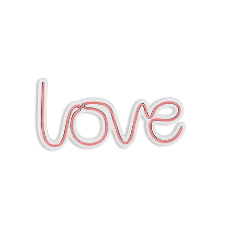 Műanyag LED-es fali dekoráció, Love - Pink