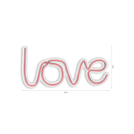 Műanyag LED-es fali dekoráció, Love - Pink