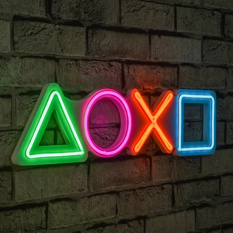 Műanyag LED-es fali dekoráció, Play Station - Multicolor