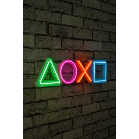 Műanyag LED-es fali dekoráció, Play Station - Multicolor