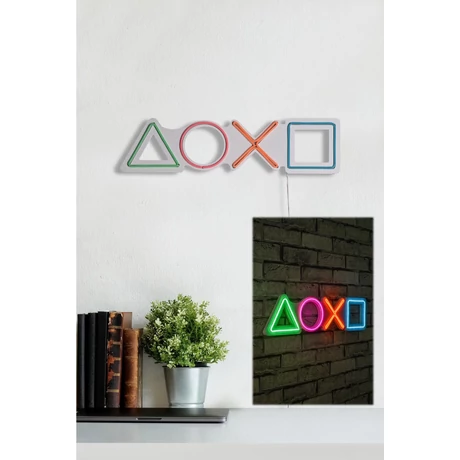 Műanyag LED-es fali dekoráció, Play Station - Multicolor