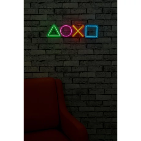 Műanyag LED-es fali dekoráció, Play Station - Multicolor