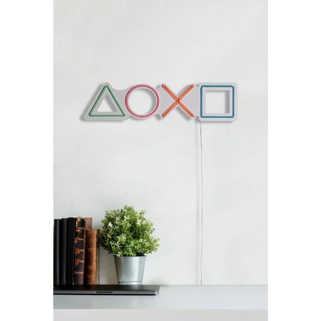 Műanyag LED-es fali dekoráció, Play Station - Multicolor