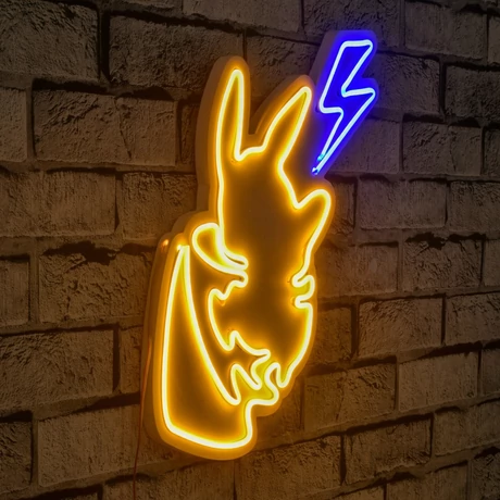 Műanyag LED-es fali dekoráció, Pikachu - Sárga Blue