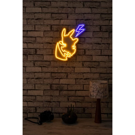 Műanyag LED-es fali dekoráció, Pikachu - Sárga Blue