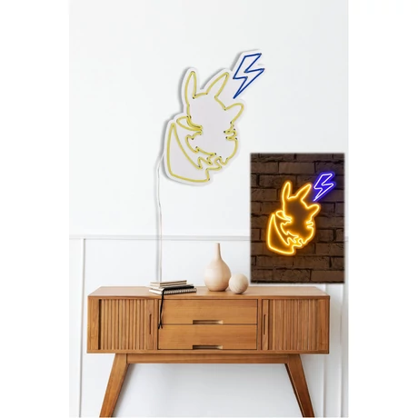 Műanyag LED-es fali dekoráció, Pikachu - Sárga Blue