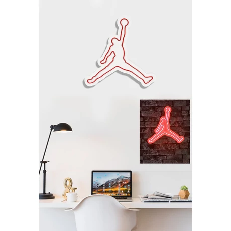 Műanyag LED-es fali dekoráció, Basketball - Red