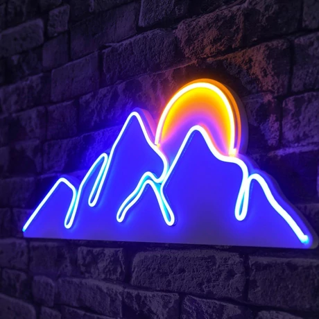 Műanyag LED-es fali dekoráció, Mountain - Blue - Sárga