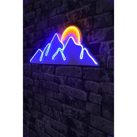 Műanyag LED-es fali dekoráció, Mountain - Blue - Sárga