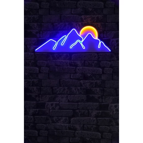 Műanyag LED-es fali dekoráció, Mountain - Blue - Sárga