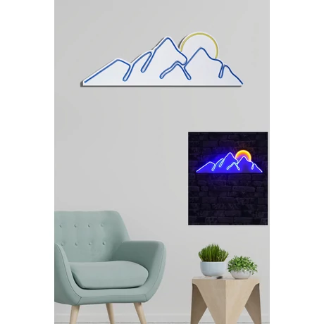 Műanyag LED-es fali dekoráció, Mountain - Blue - Sárga