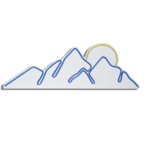 Műanyag LED-es fali dekoráció, Mountain - Blue - Sárga