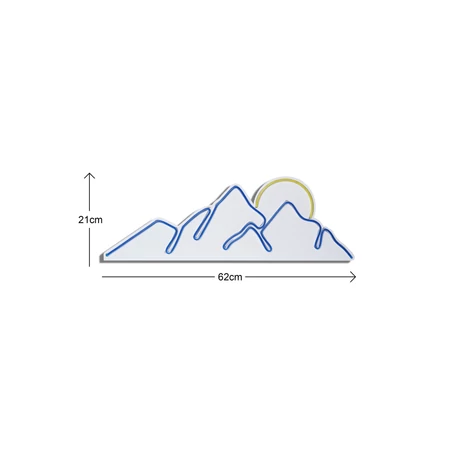 Műanyag LED-es fali dekoráció, Mountain - Blue - Sárga