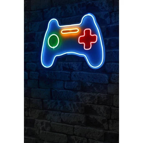 Műanyag LED-es fali dekoráció, Play Station Gaming Controller - Blue