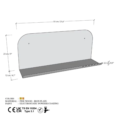 Fali polc Long Pouch - Arany
