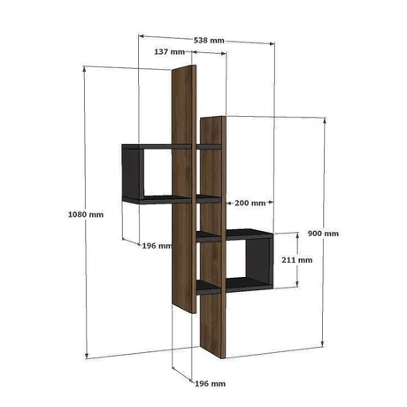 Fali polc Emse - Oak, Anthracite