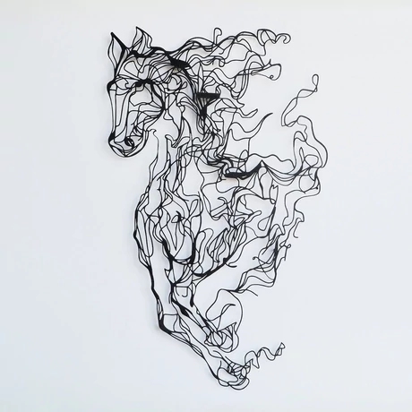 Fém fali dekoráció, Metal Horse Line Art - APT724