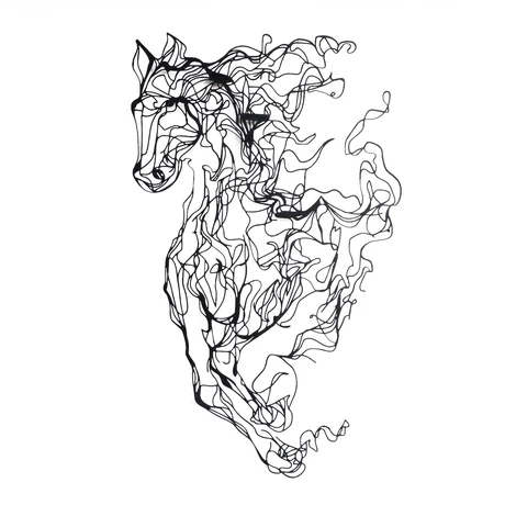 Fém fali dekoráció, Metal Horse Line Art - APT724