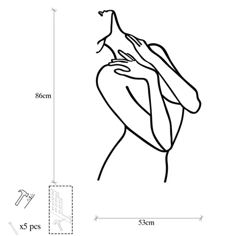 Fém fali dekoráció, Woman Lines