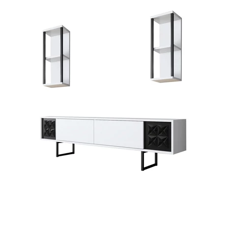 TV szekrény Black Line - White, Black