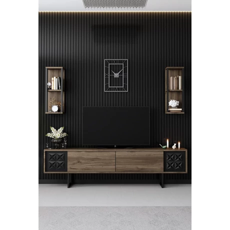 TV szekrény Black Line - Walnut, Black
