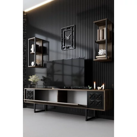 TV szekrény Black Line - Walnut, Black