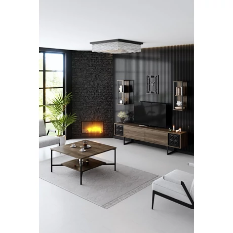 TV szekrény Black Line - Walnut, Black