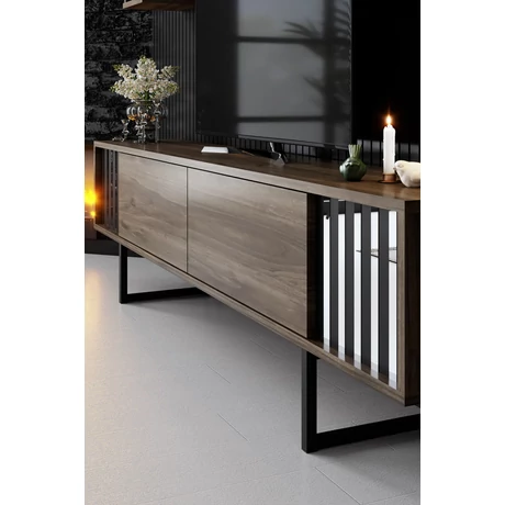TV szekrény Chrome Line - Walnut, Black