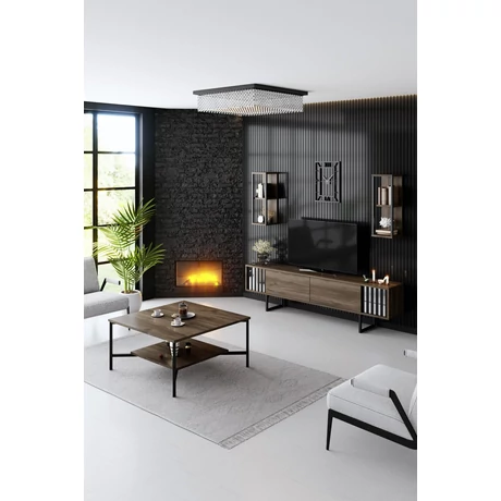TV szekrény Chrome Line - Walnut, Black
